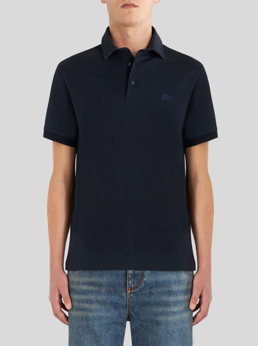 POLO SHIRT WITH LOGO AND PAISLEY UNDERCOLLAR - 2