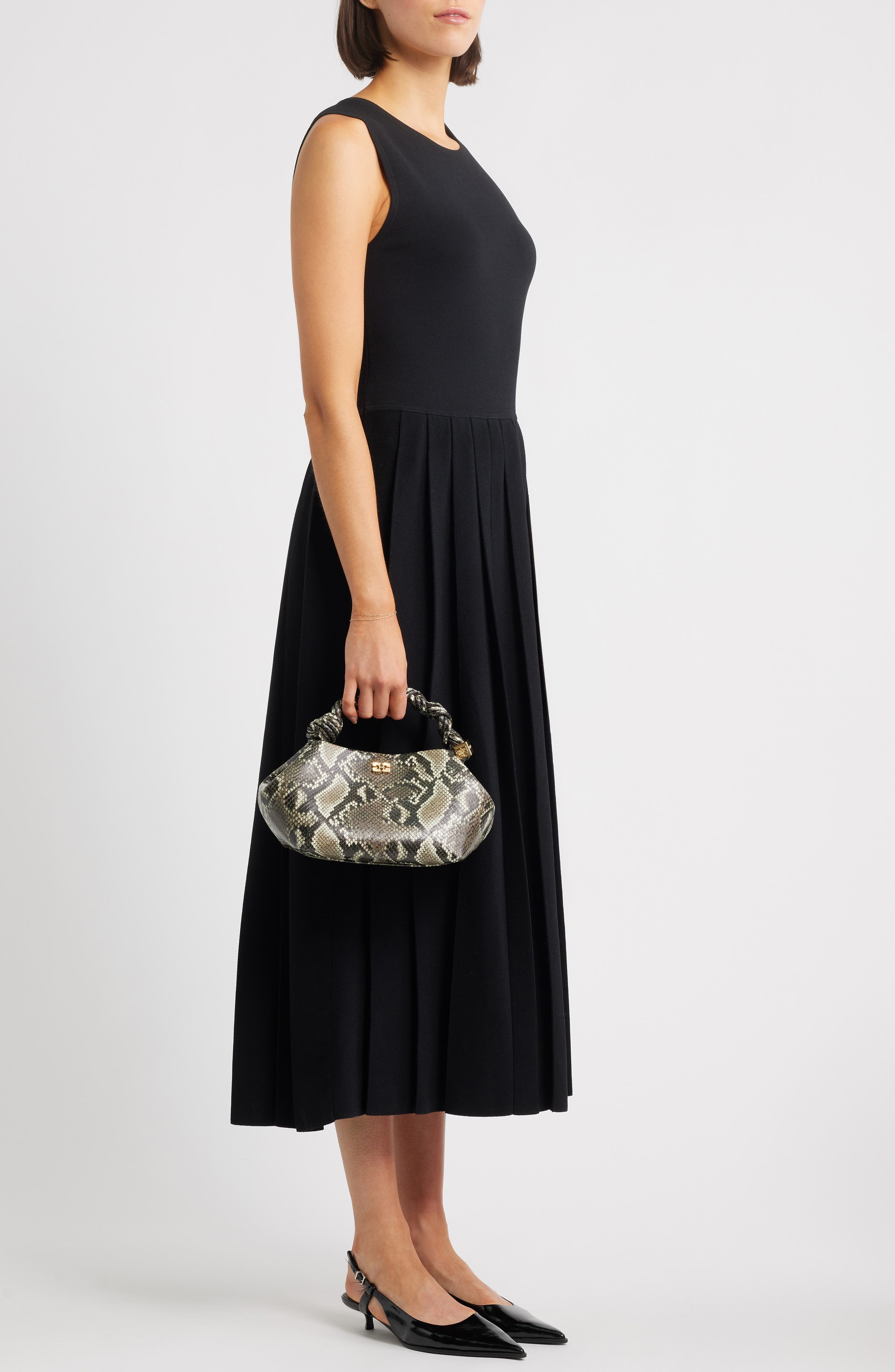 Ganni Small Bou Leopard Print Handbag in Egret at Nordstrom - 3