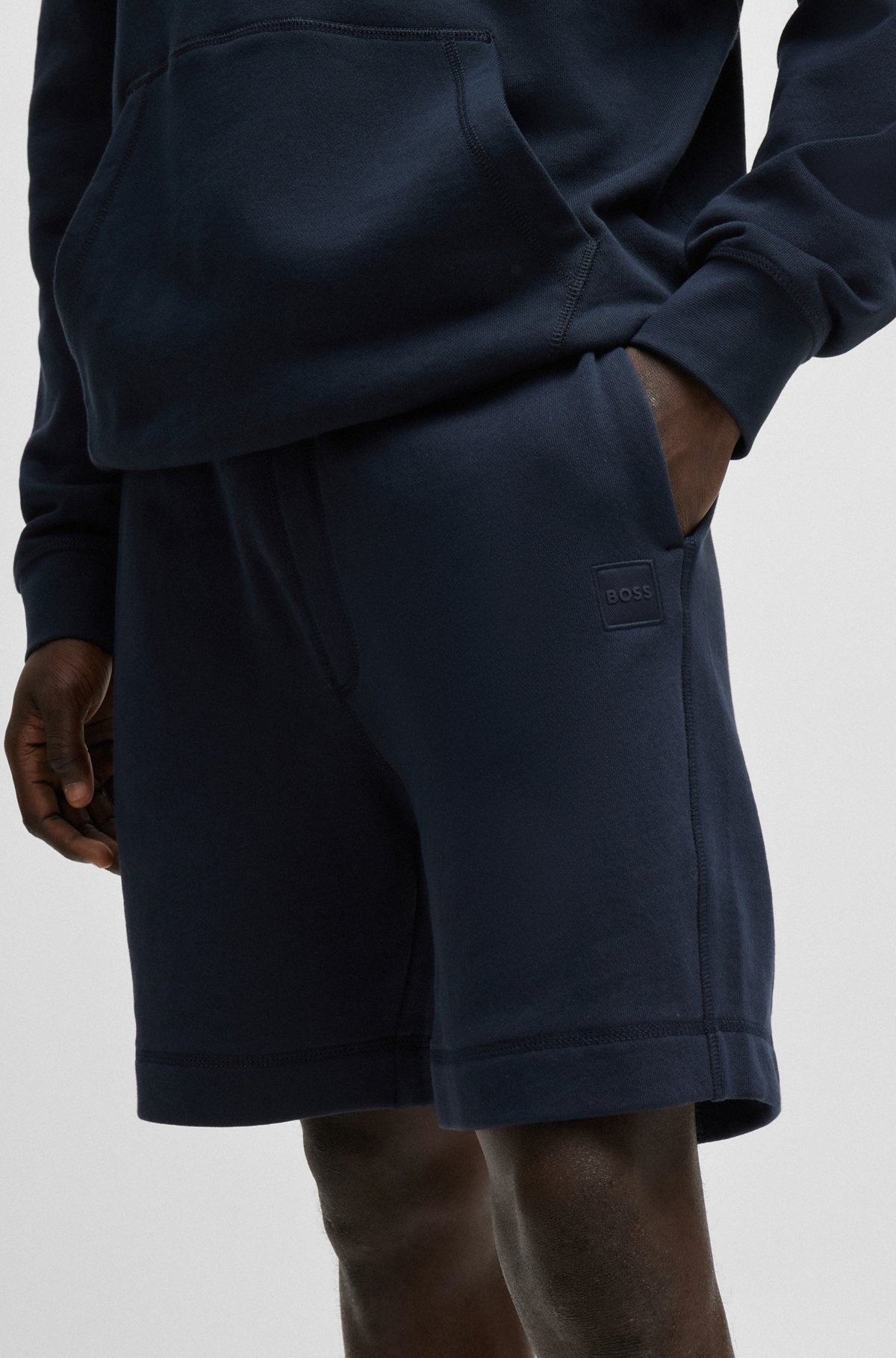 COTTON-TERRY REGULAR-FIT SHORTS WITH LOGO BADGE - 3