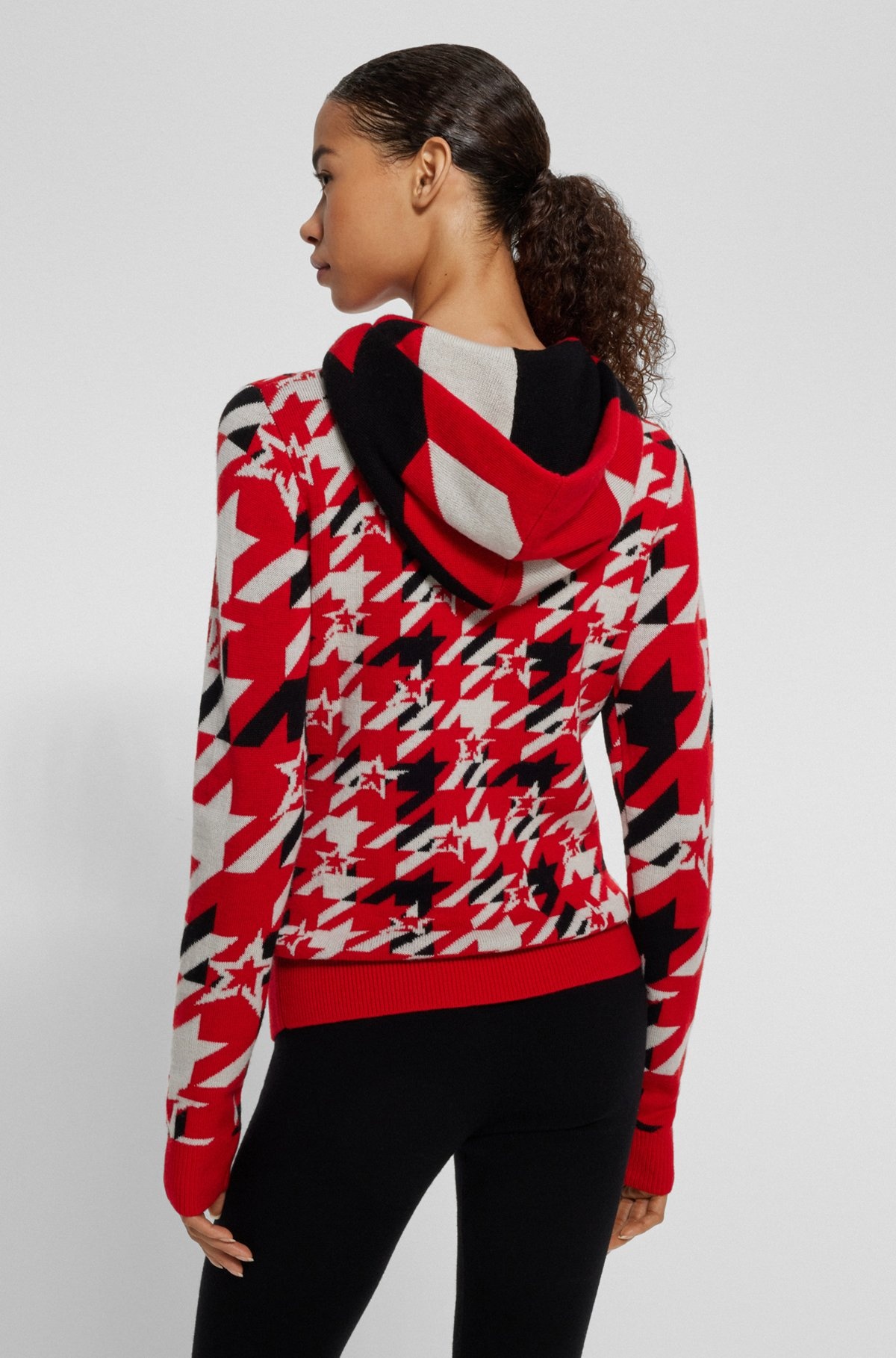 BOSS X PERFECT MOMENT HOUNDSTOOTH HOODIE IN VIRGIN WOOL - 4