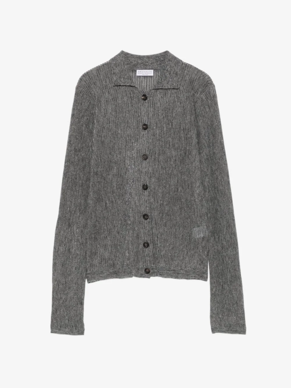 ribbed-knit button-up cardigan - 1