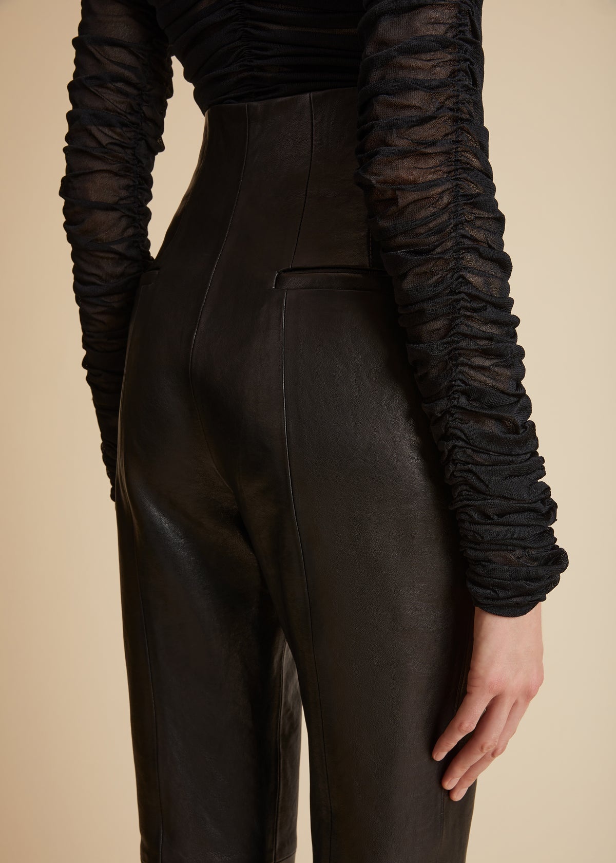 The Lenn Pant in Black Leather - 5
