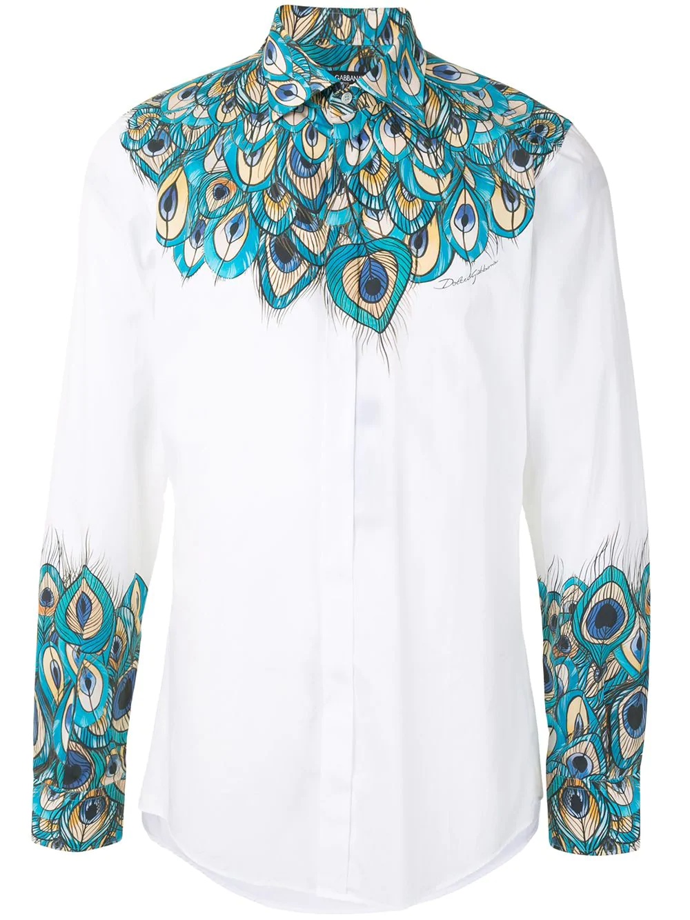 Peacock-print long-sleeve shirt - 1