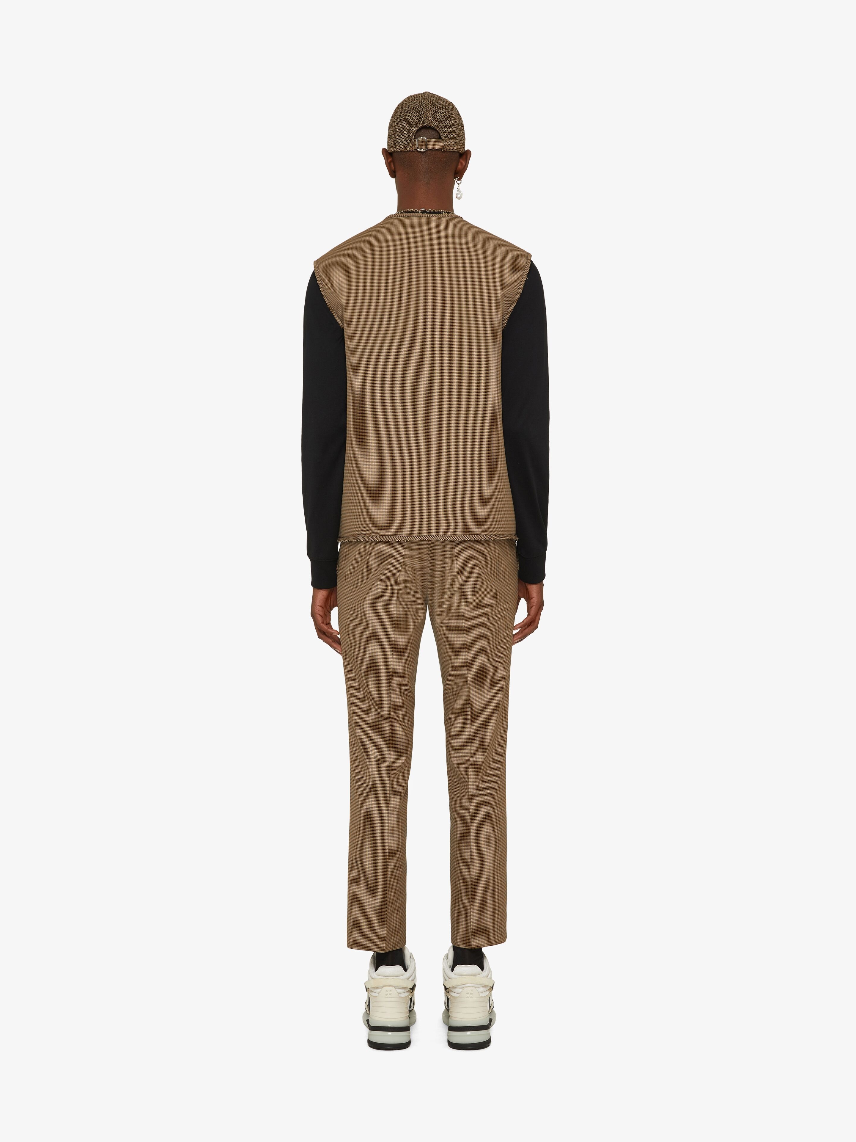 SLIM FIT PANTS IN TECHNICAL FIBER WITH HOUNDSTOOTH PATTERN - 4