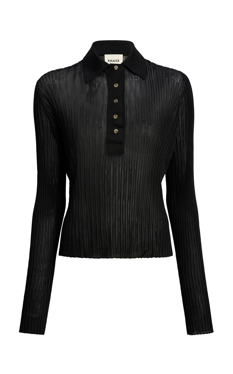Vin Ribbed Sheer Top black 1