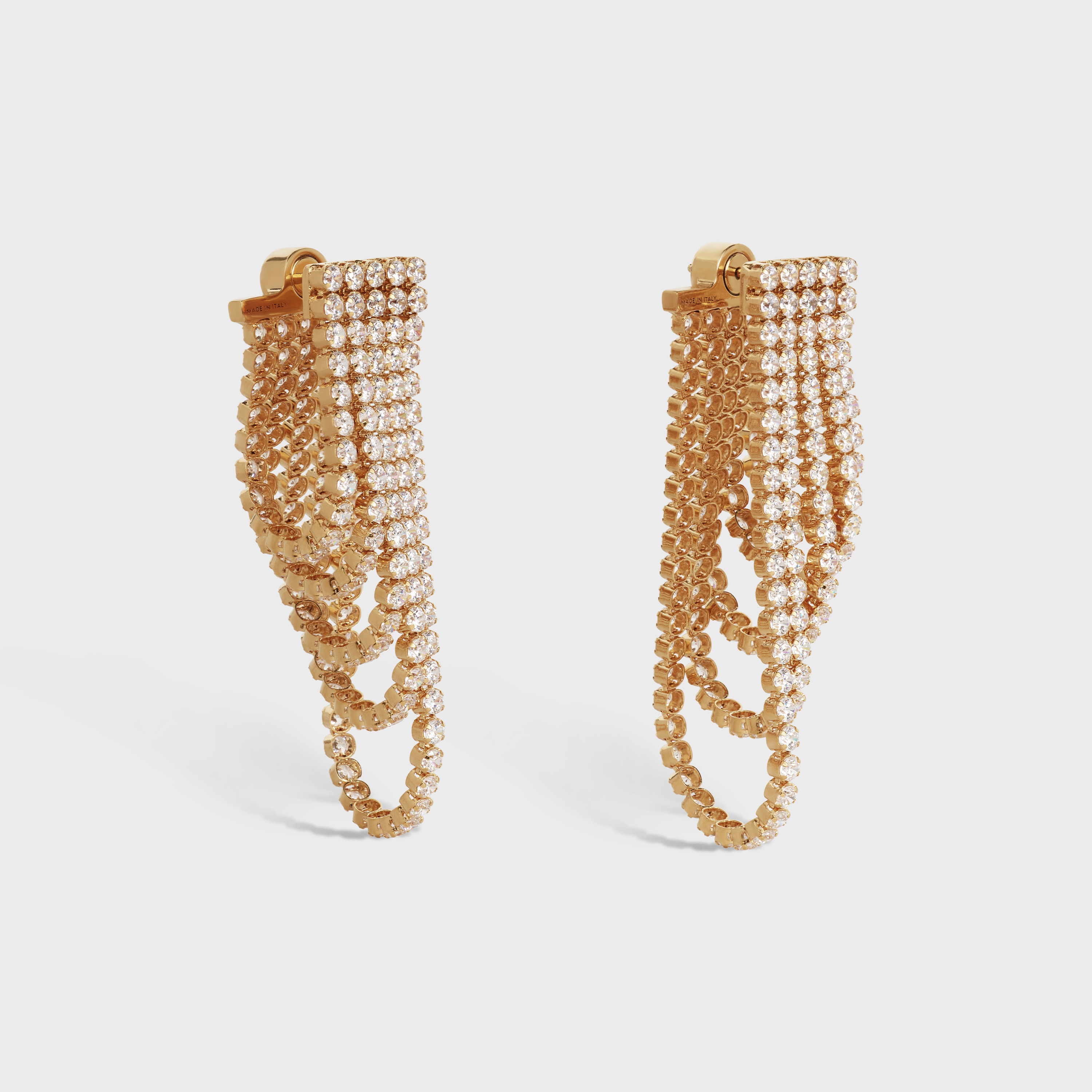 Edwige Cascade Earrings in Brass with Gold Finish and Crystals - 2