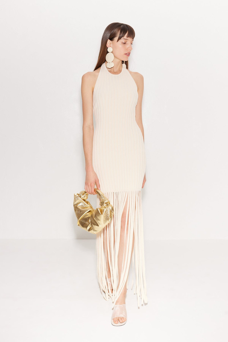 Junjo Fringe Knit Dress In Seashell 1