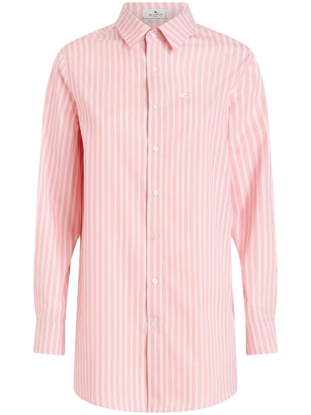 embroidered-logo striped shirt - 1