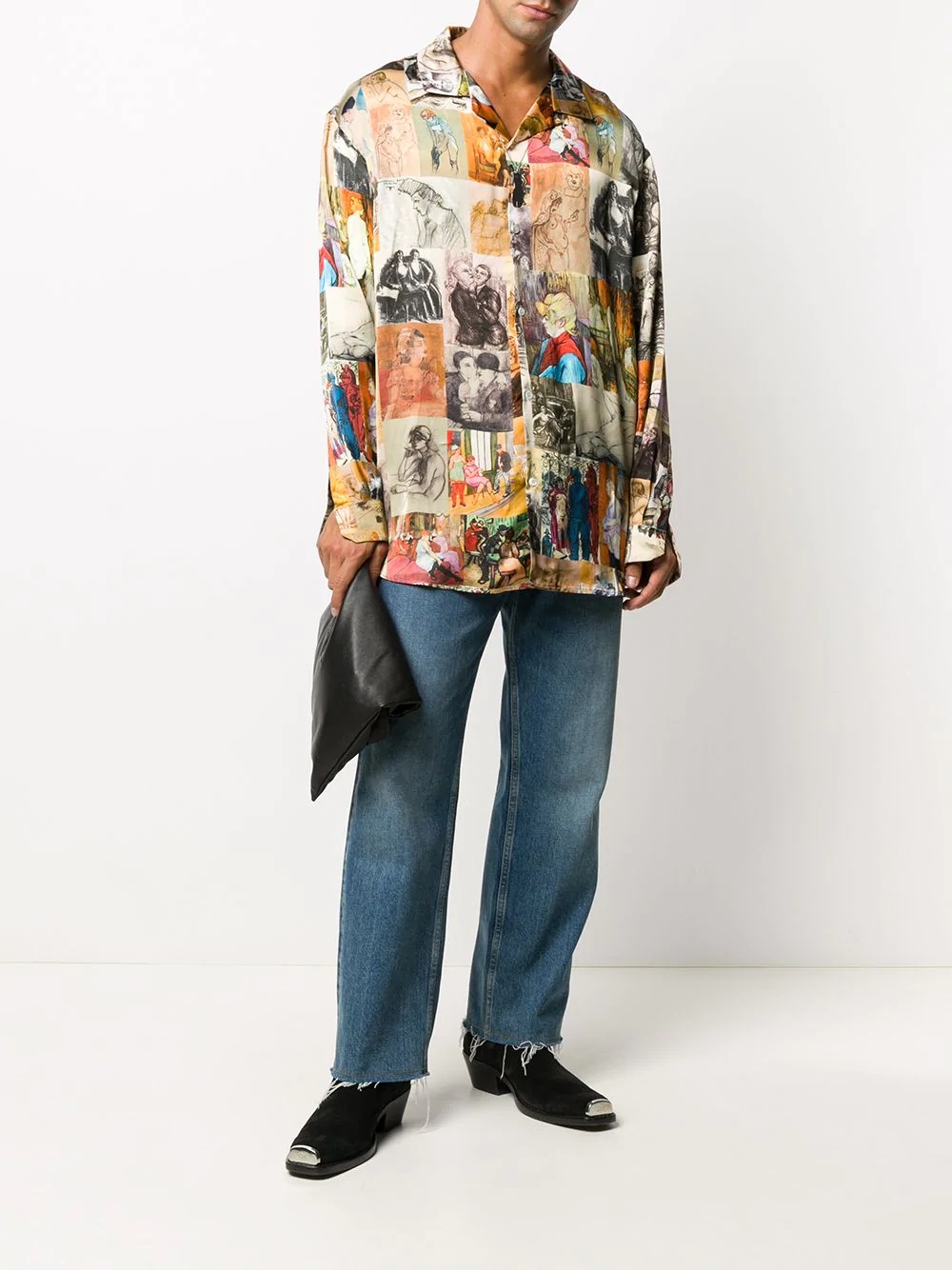 loose fit painting print shirt - 2