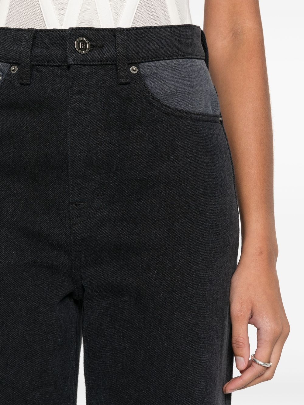 two-tone tapered jeans - 5