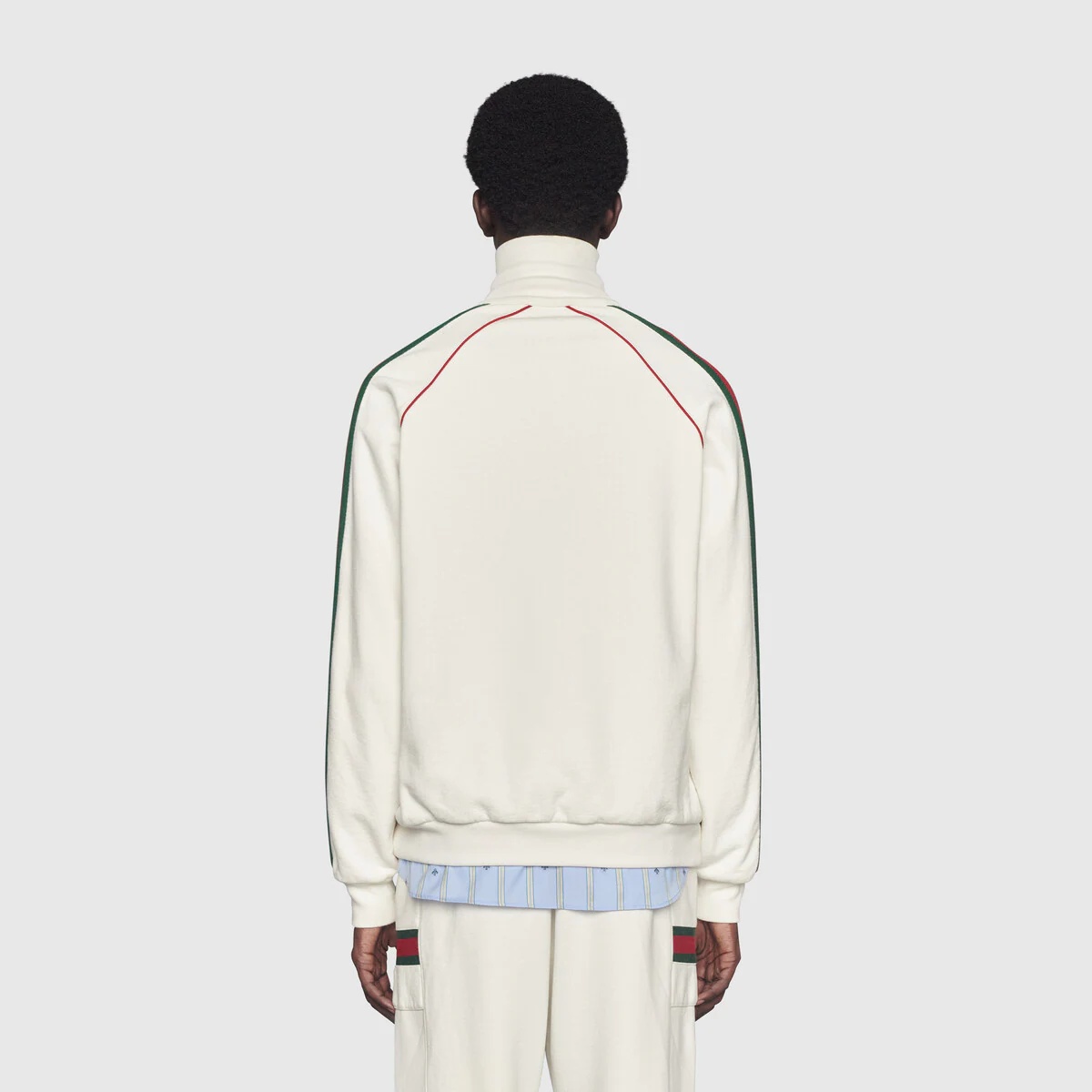 Jersey zip-up sweatshirt with Web - 4