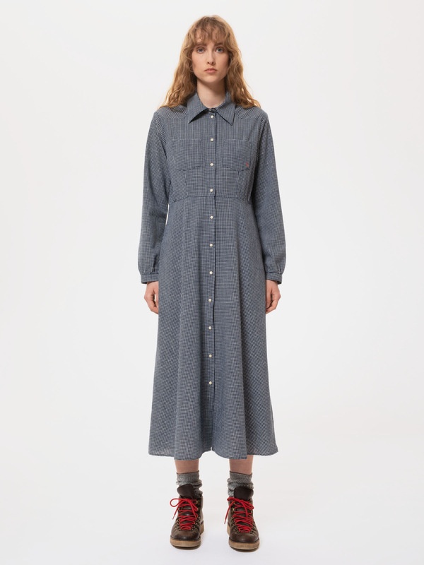Selma Check Dress Indigo - 2
