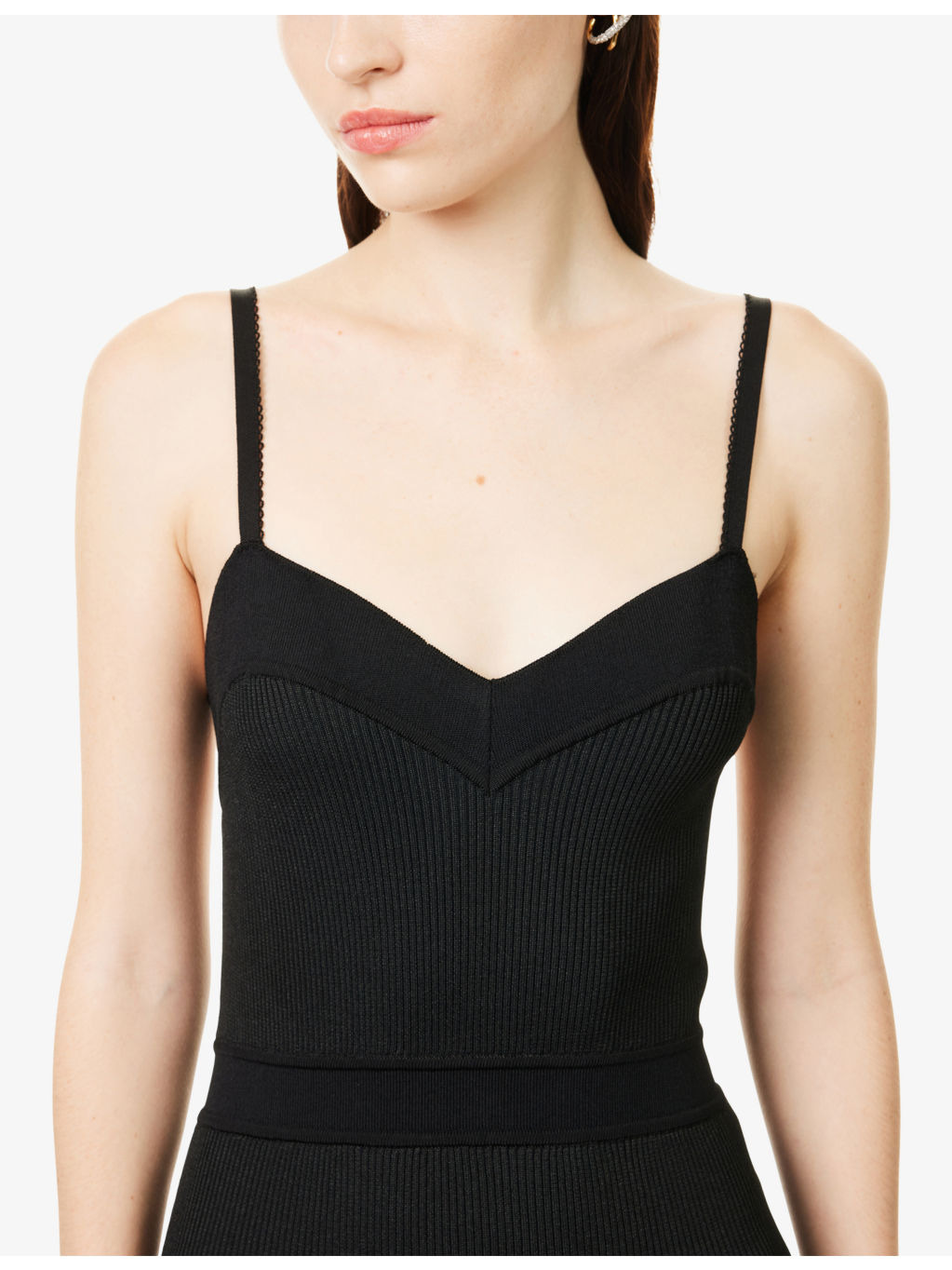Ruffled Shoulder-Straps Knitted Maxi Dress - 5