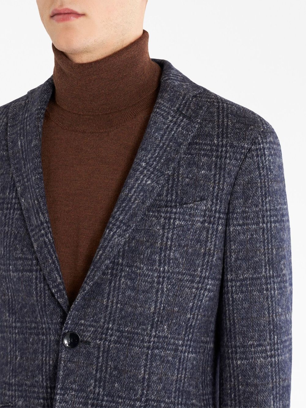checked single-breasted blazer - 4