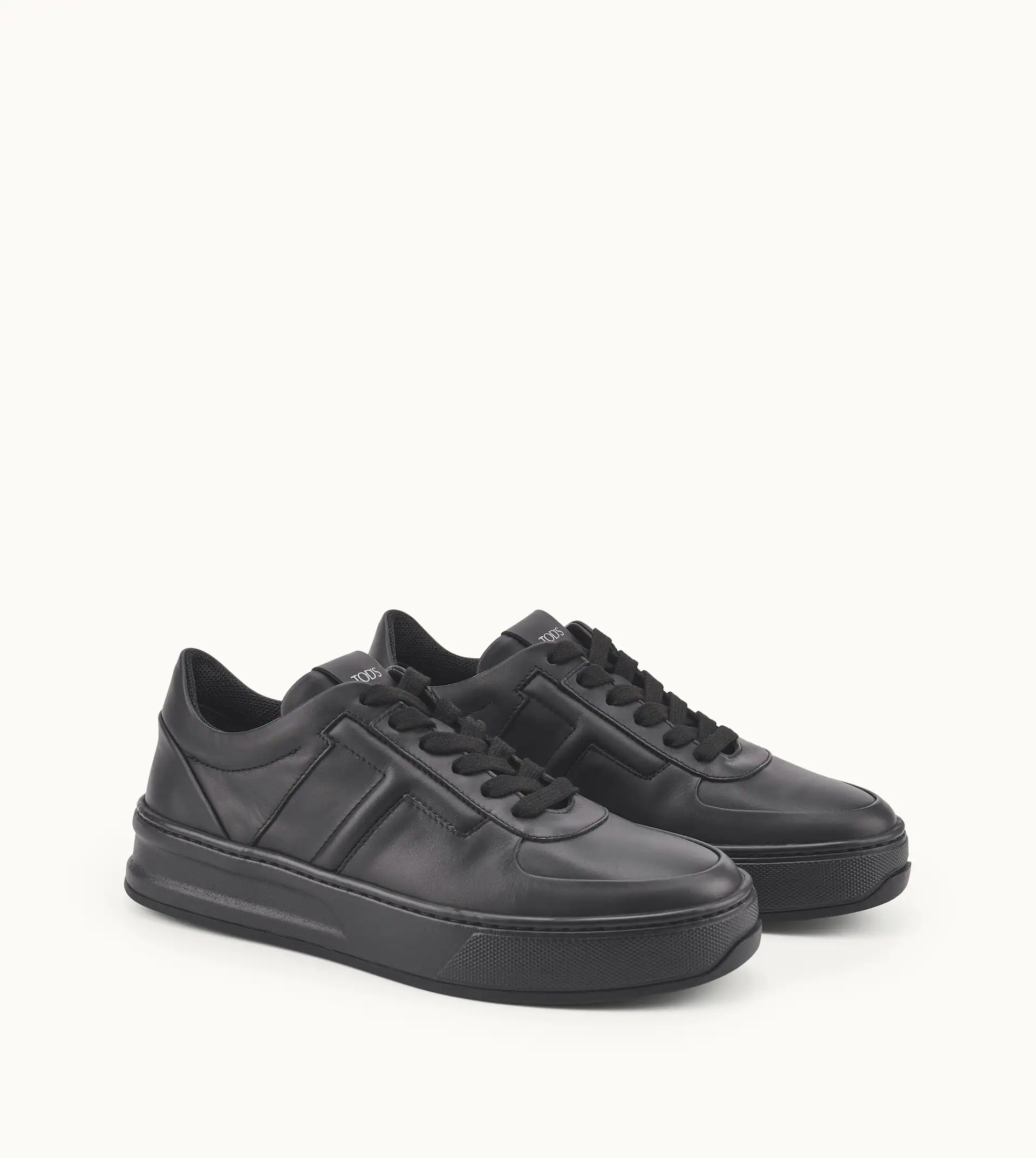 SNEAKERS IN LEATHER - BLACK - 4