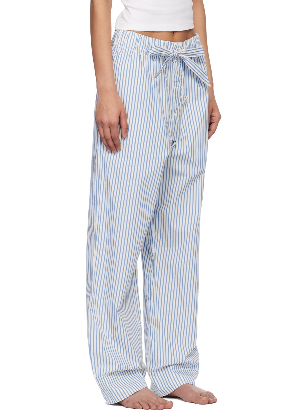 Off-White & Blue Poplin Pyjama Pants - 2