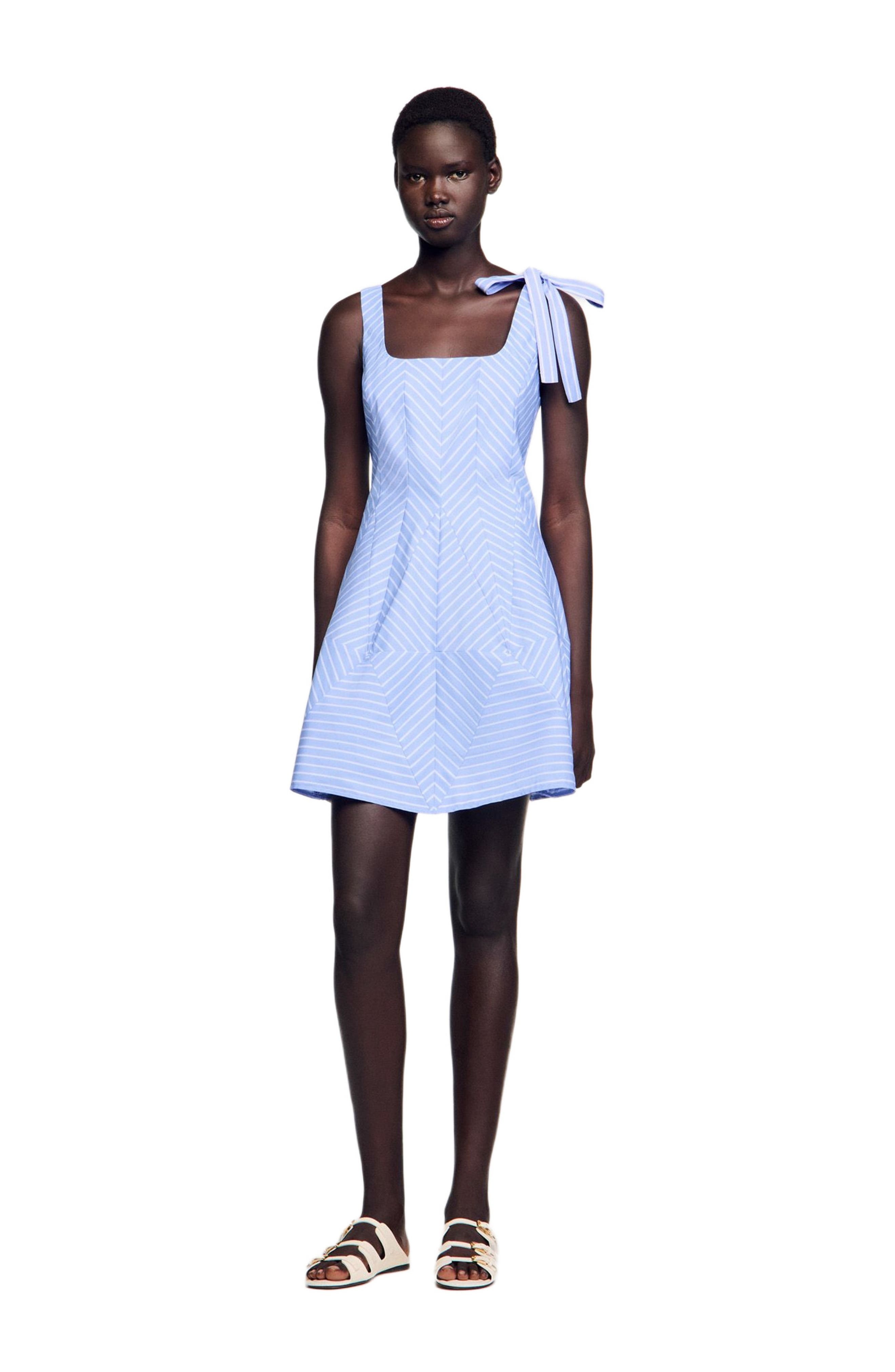 SANDRO Short striped dress in Blu /White at Nordstrom - 6