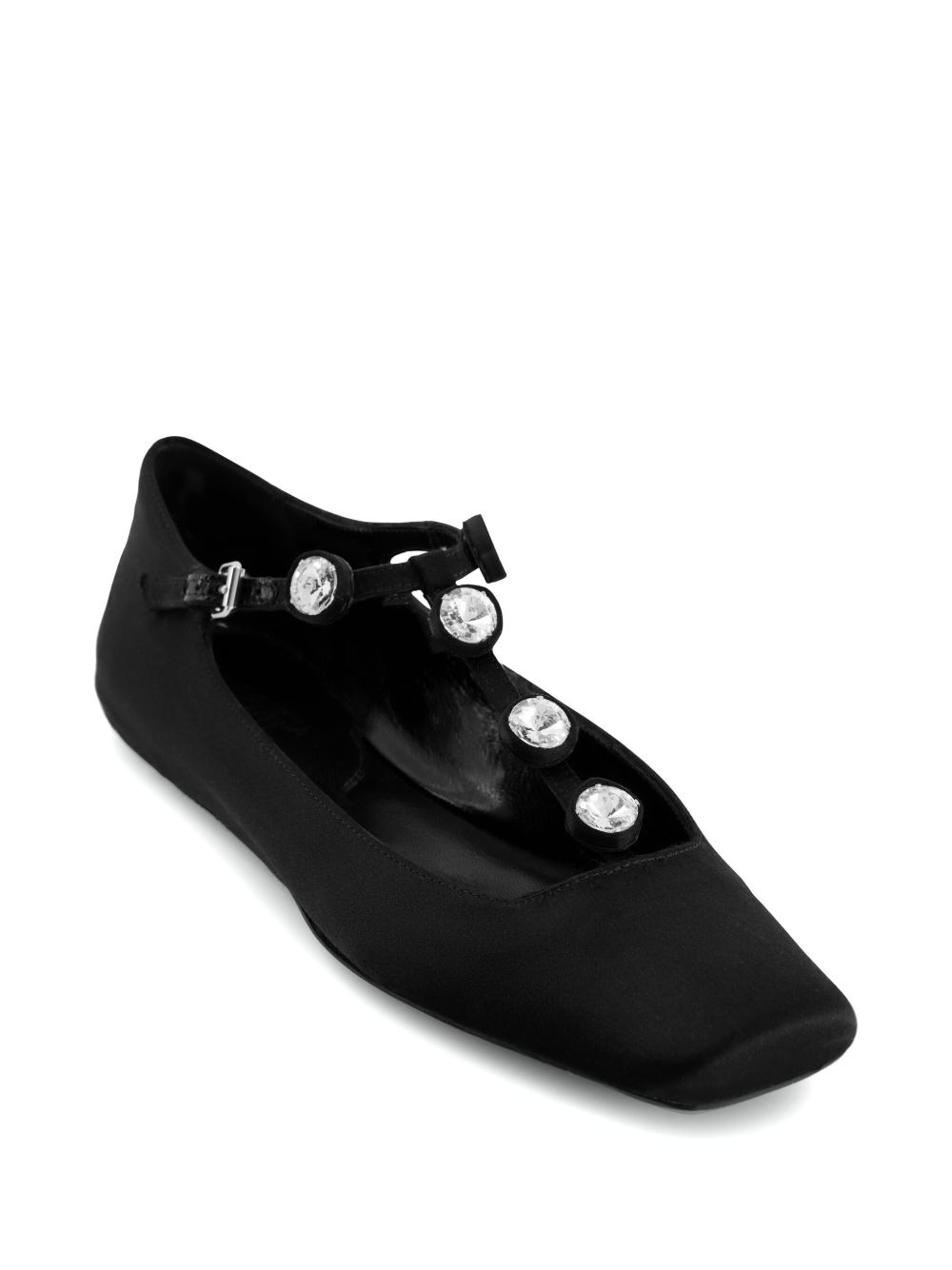 rhinestone-embellished satin ballerina shoes - 2