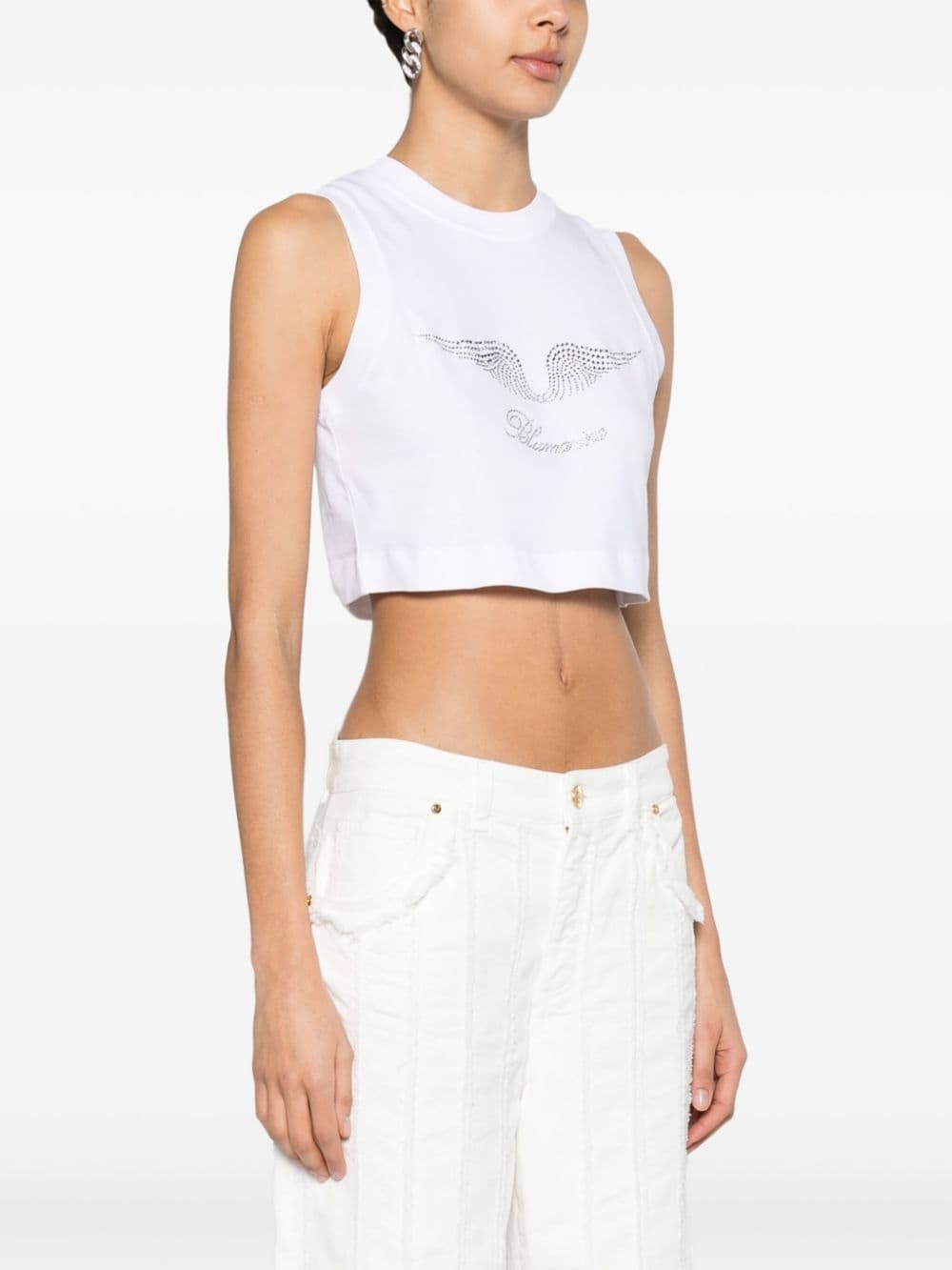 rhinestone-embellished cropped tank top - 3