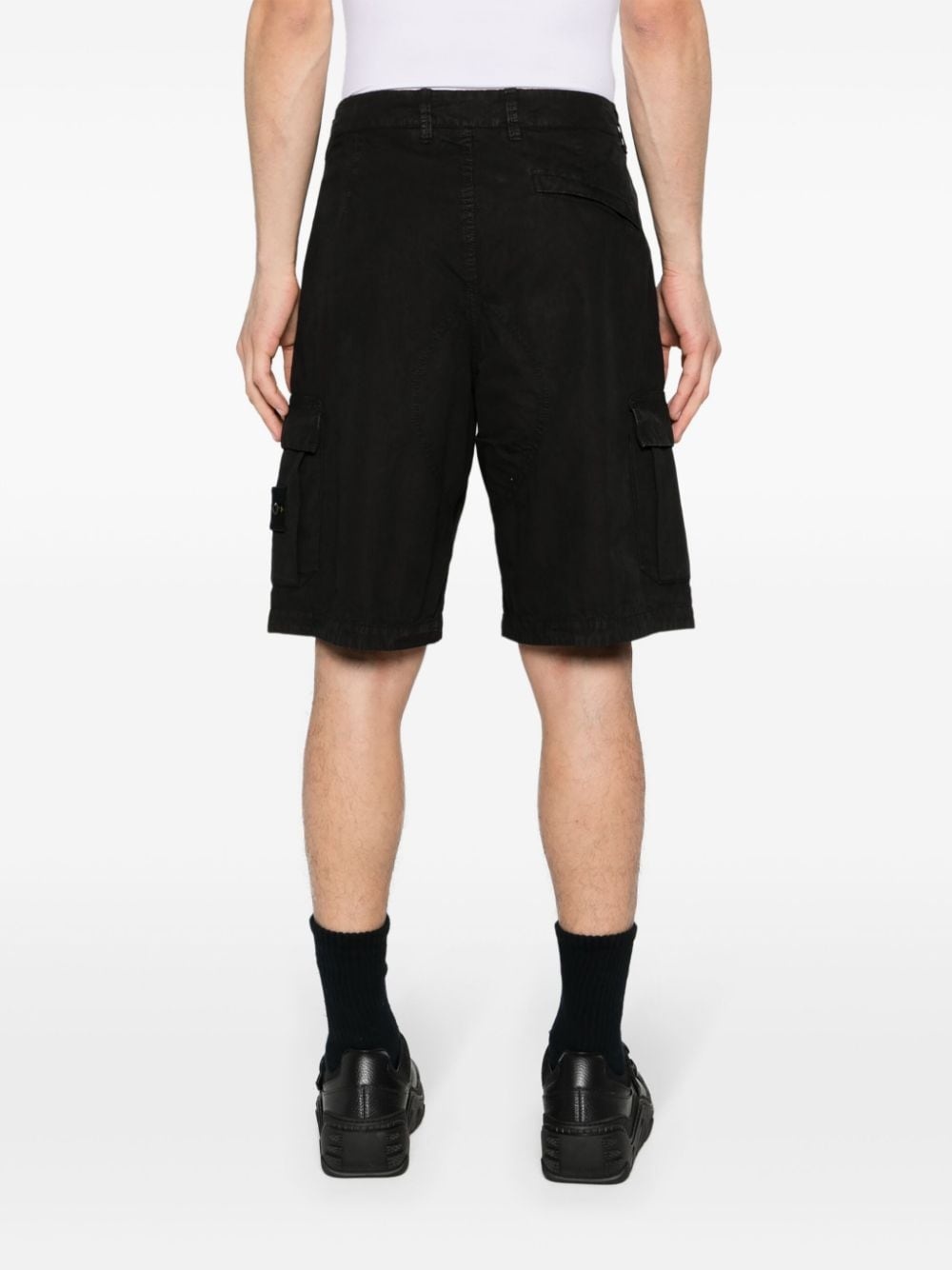 Compass-badge cotton cargo shorts - 4