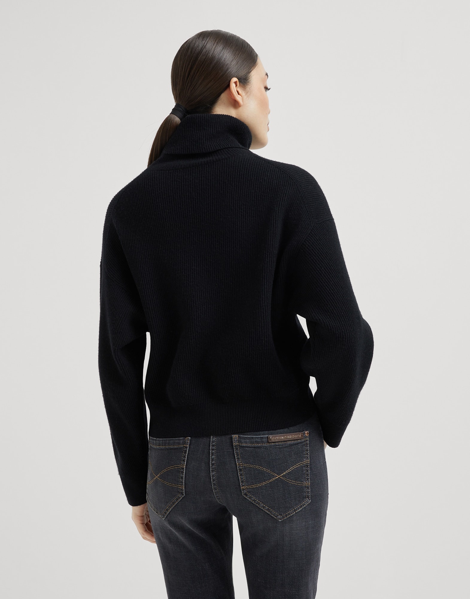 Virgin wool, cashmere and silk English rib turtleneck sweater - 2