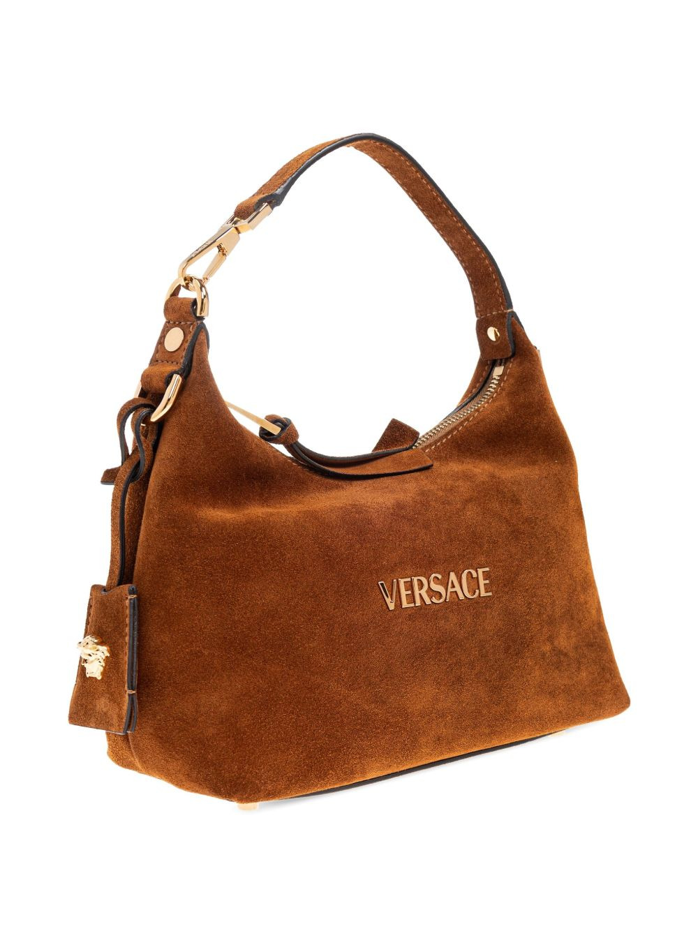 logo-lettering suede tote bag - 4
