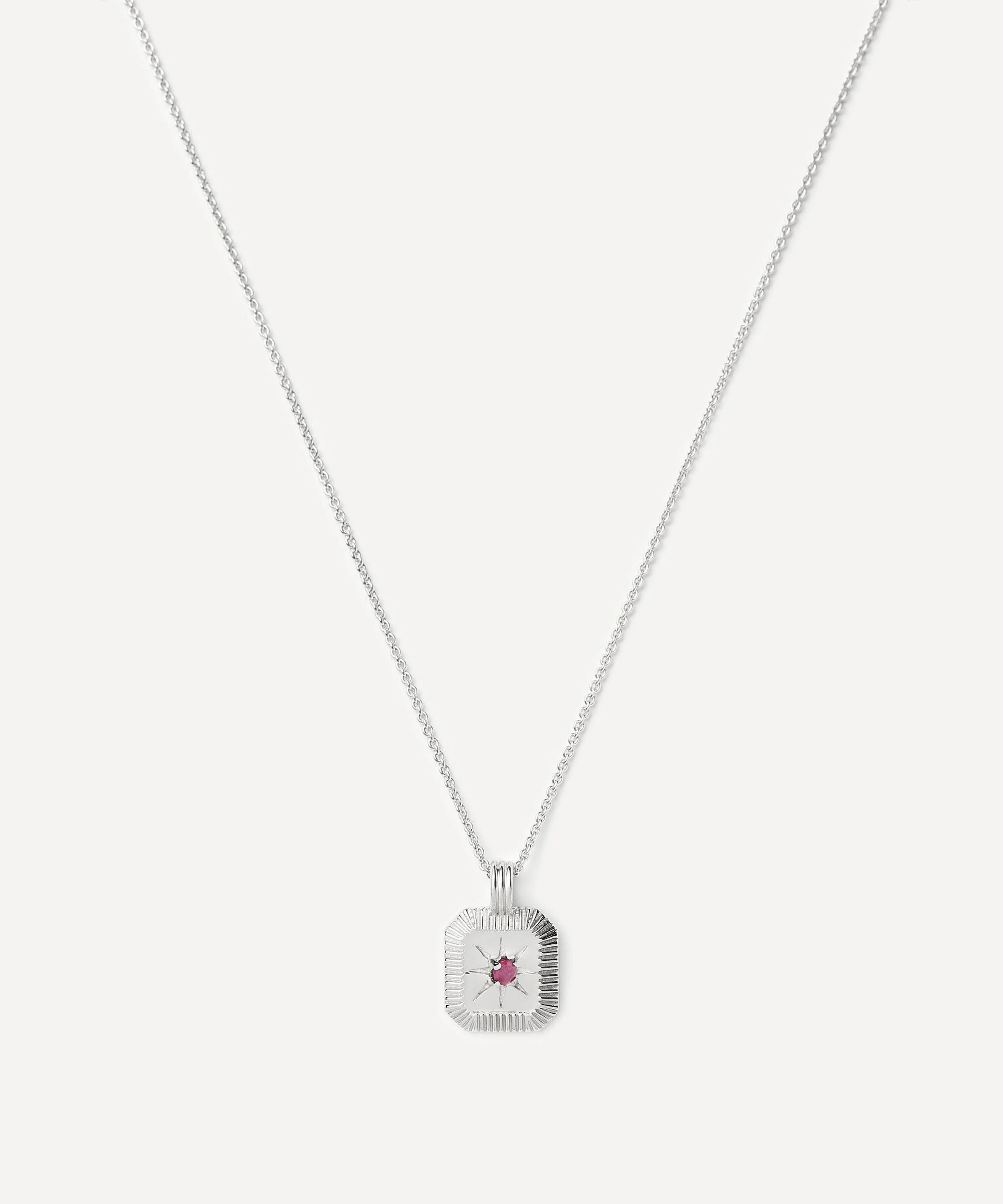 Sterling Silver July Birthstone Pendant Necklace - 1