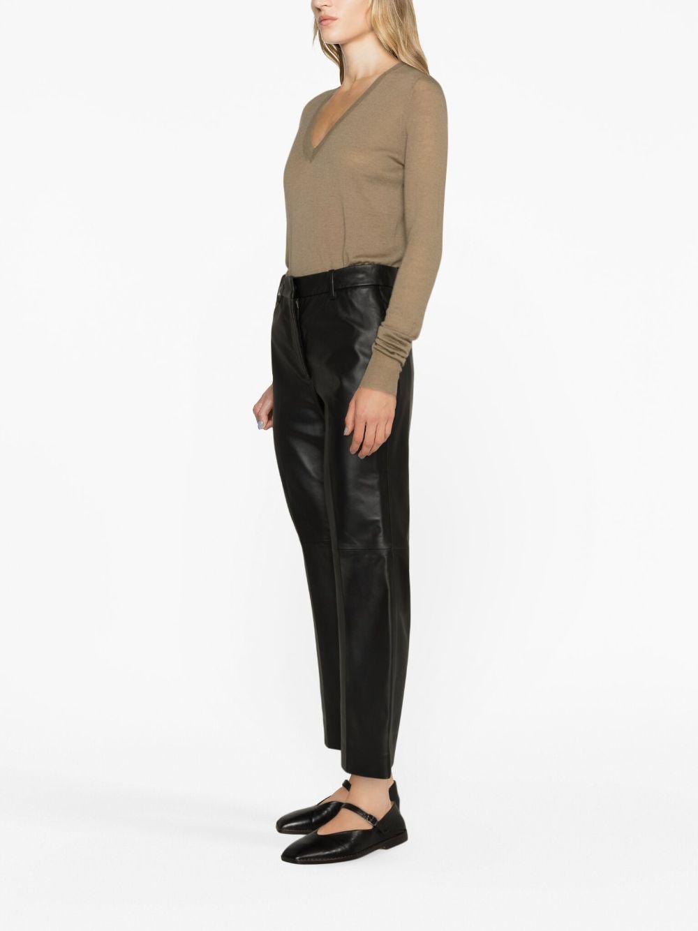 Talia leather cropped trousers - 3