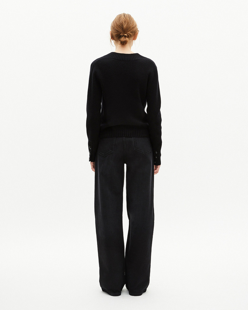 BLACK MERINO WOOL V-NECK SWEATER 3