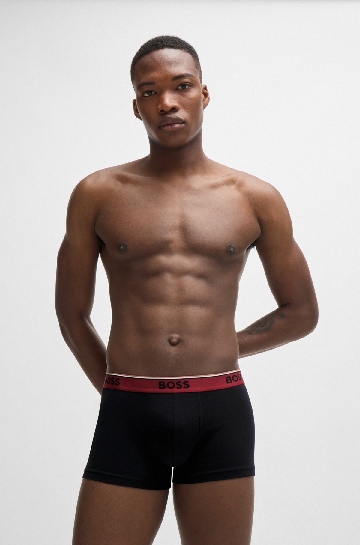THREE-PACK OF STRETCH-COTTON TRUNKS WITH LOGO WAISTBANDS - 7