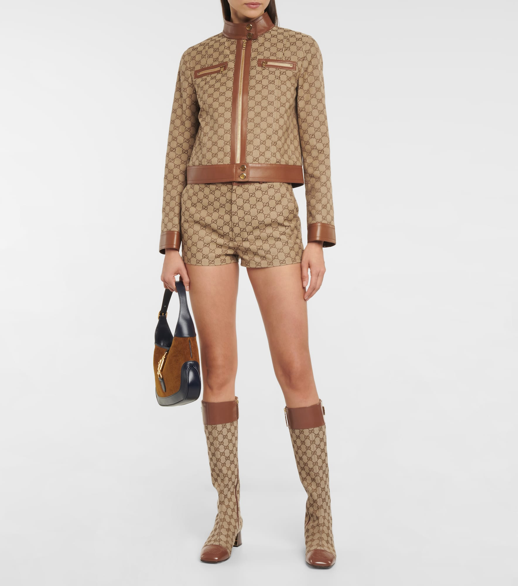 GG Supreme leather-trimmed shorts - 2