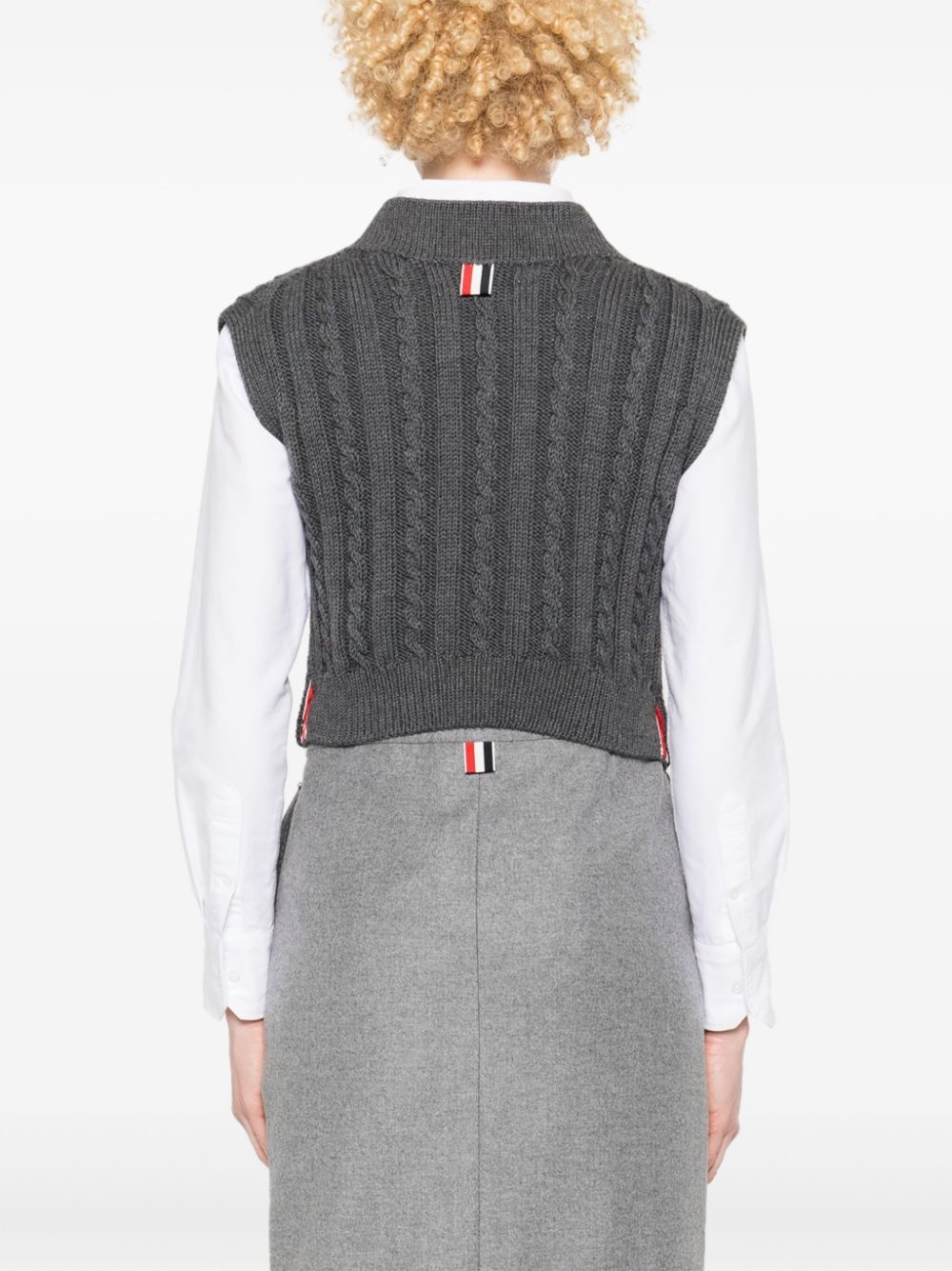 RWB-stripe cable-knit vest - 4
