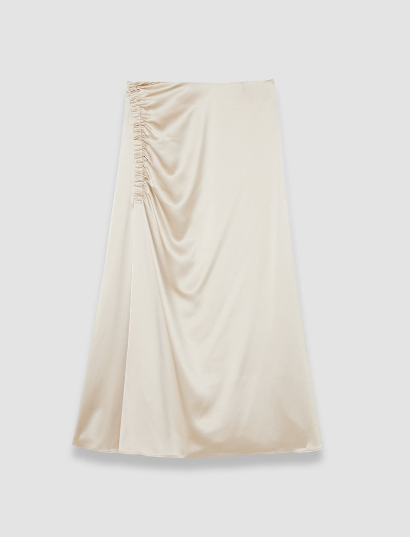 Andrea Ruched Silk Satin Skirt 1