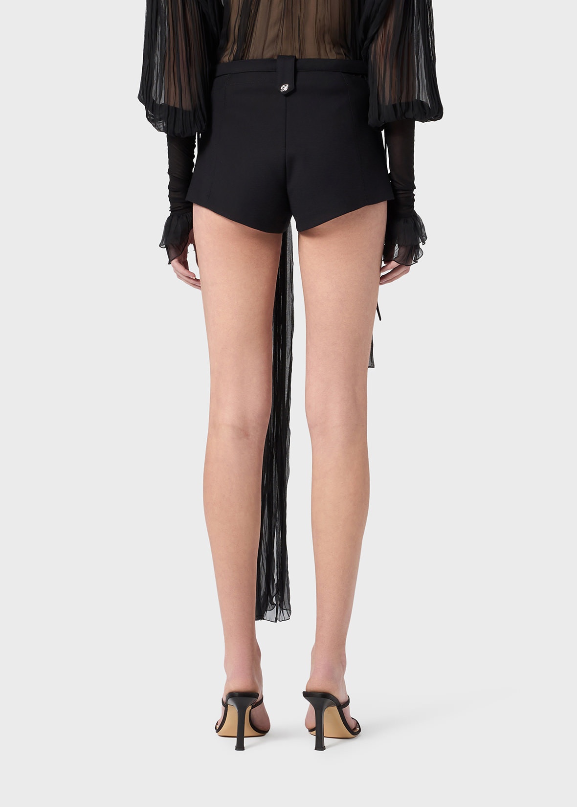STRETCH COTTON SHORTS WITH EYELETS AND STRAPS - 4
