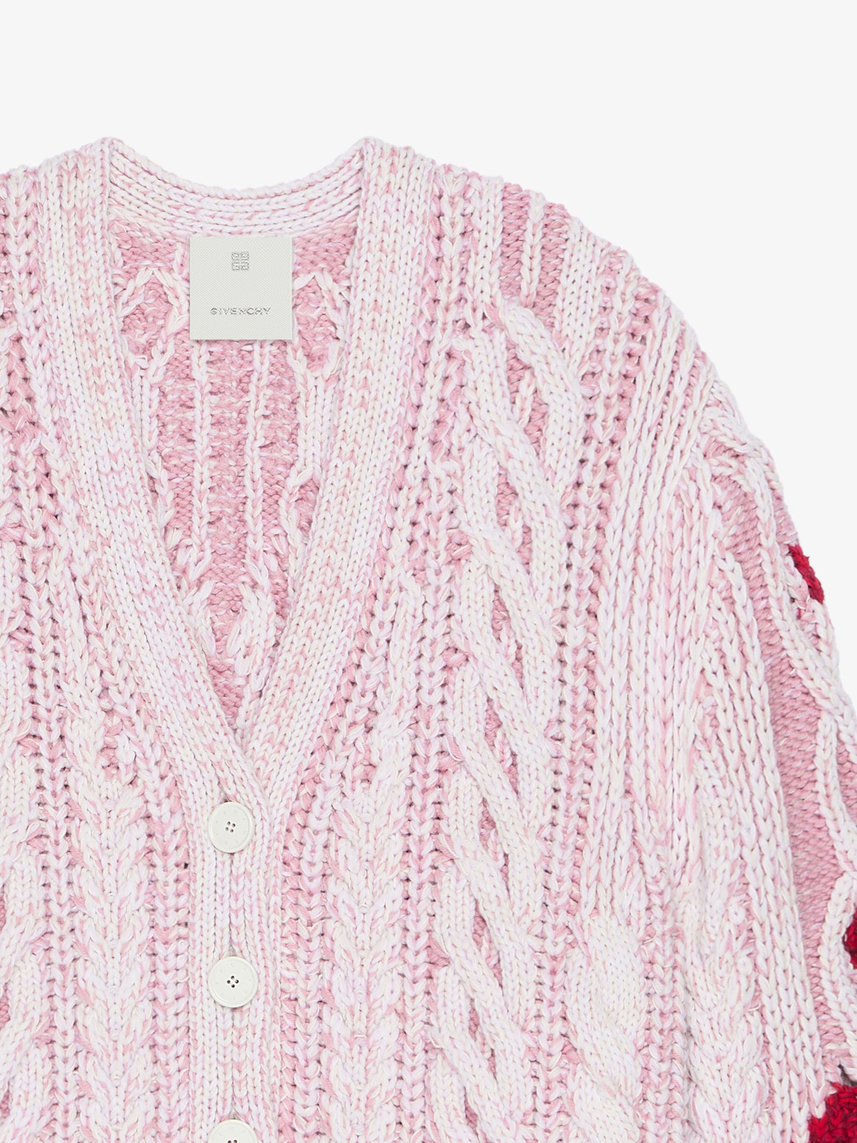 CARDIGAN IN CABLE-KNIT WITH SNAKE JACQUARD - 4