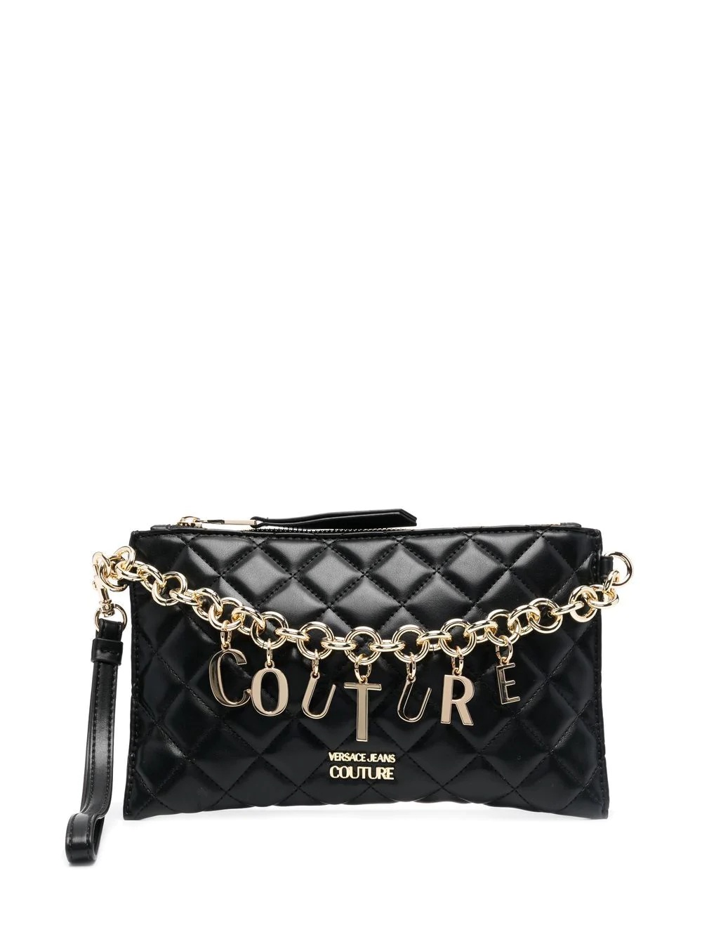 logo-charm quilted clutch bag - 6