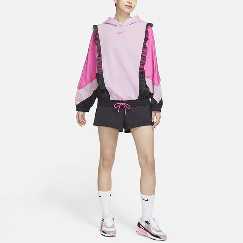 (WMNS) Nike Sportswear New Year Contrast Color Stitching Lace Fleece Lined Stay Warm Pullover Hoodie - 2