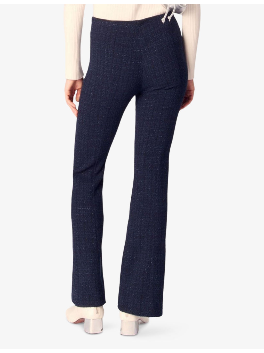 Metallic-weave flared-leg high-rise tweed trousers - 4