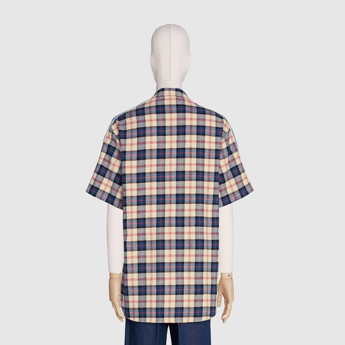 Check cotton linen oversize bowling shirt - 4