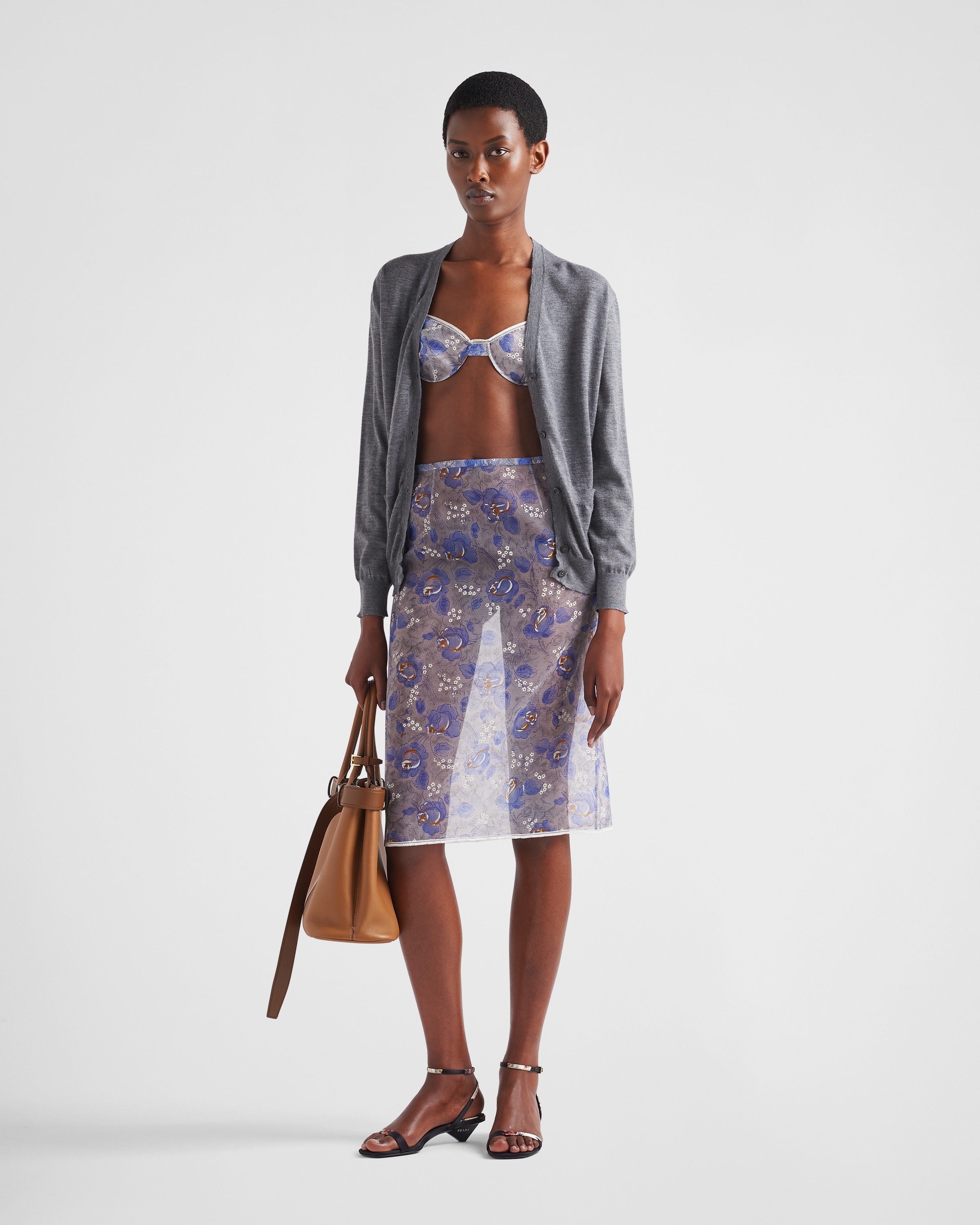 Printed nylonette midi-skirt - 2