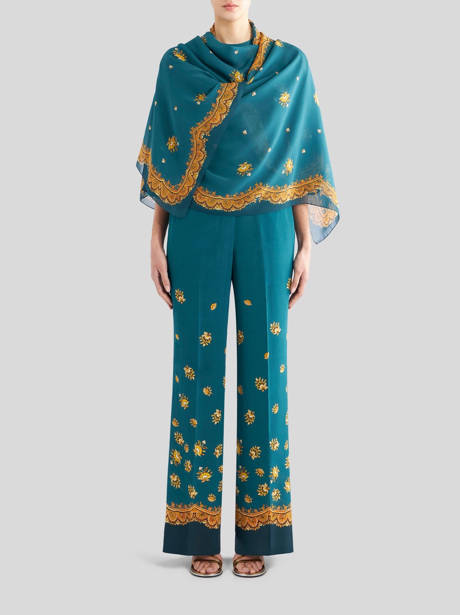 GEORGETTE SHRUG SHAWL WITH LEAFY PAISLEY PATTERN - 3