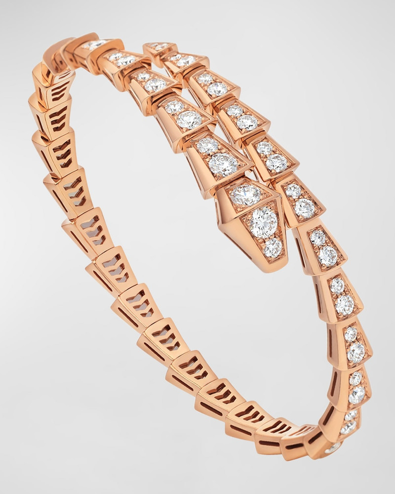 Serpenti 18K Rose Gold Diamond Pavé Thin Bracelet 1