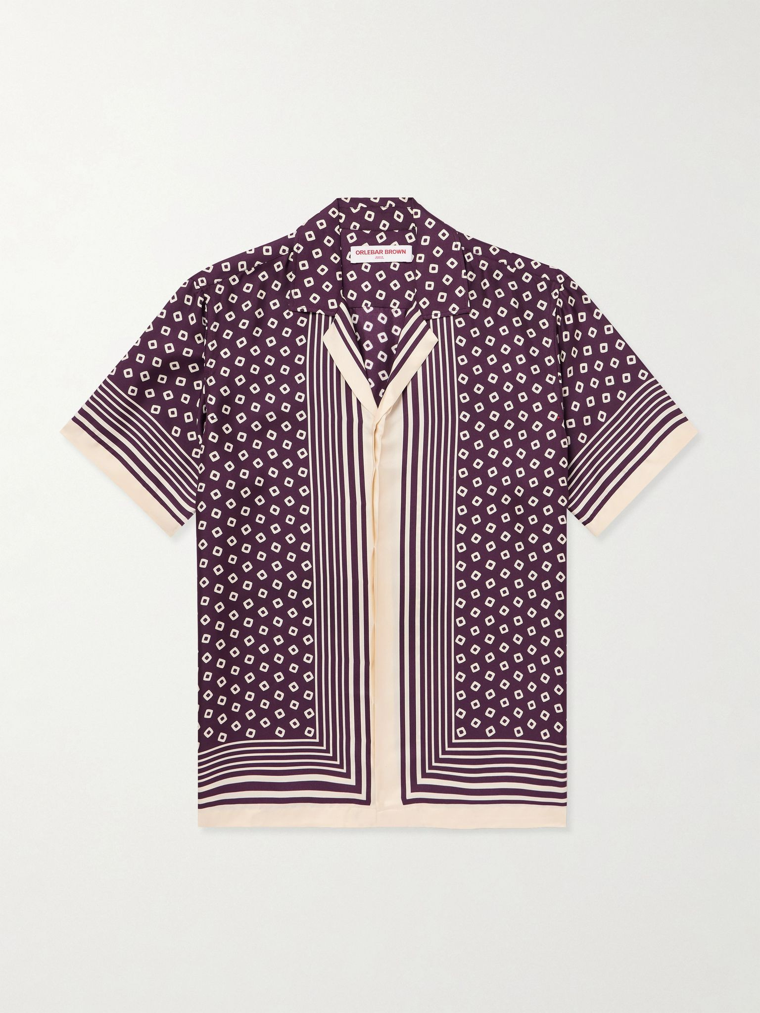 Maitan Camp-Collar Printed Silk-Twill Shirt Burgundy - 1