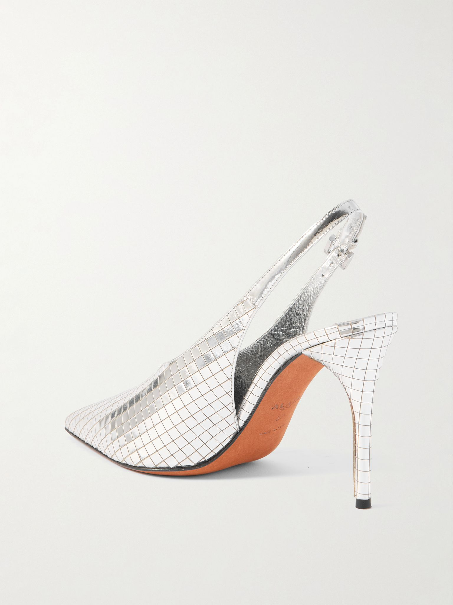 Escarpin 90 mirrored-leather slingback pumps Silver - 3