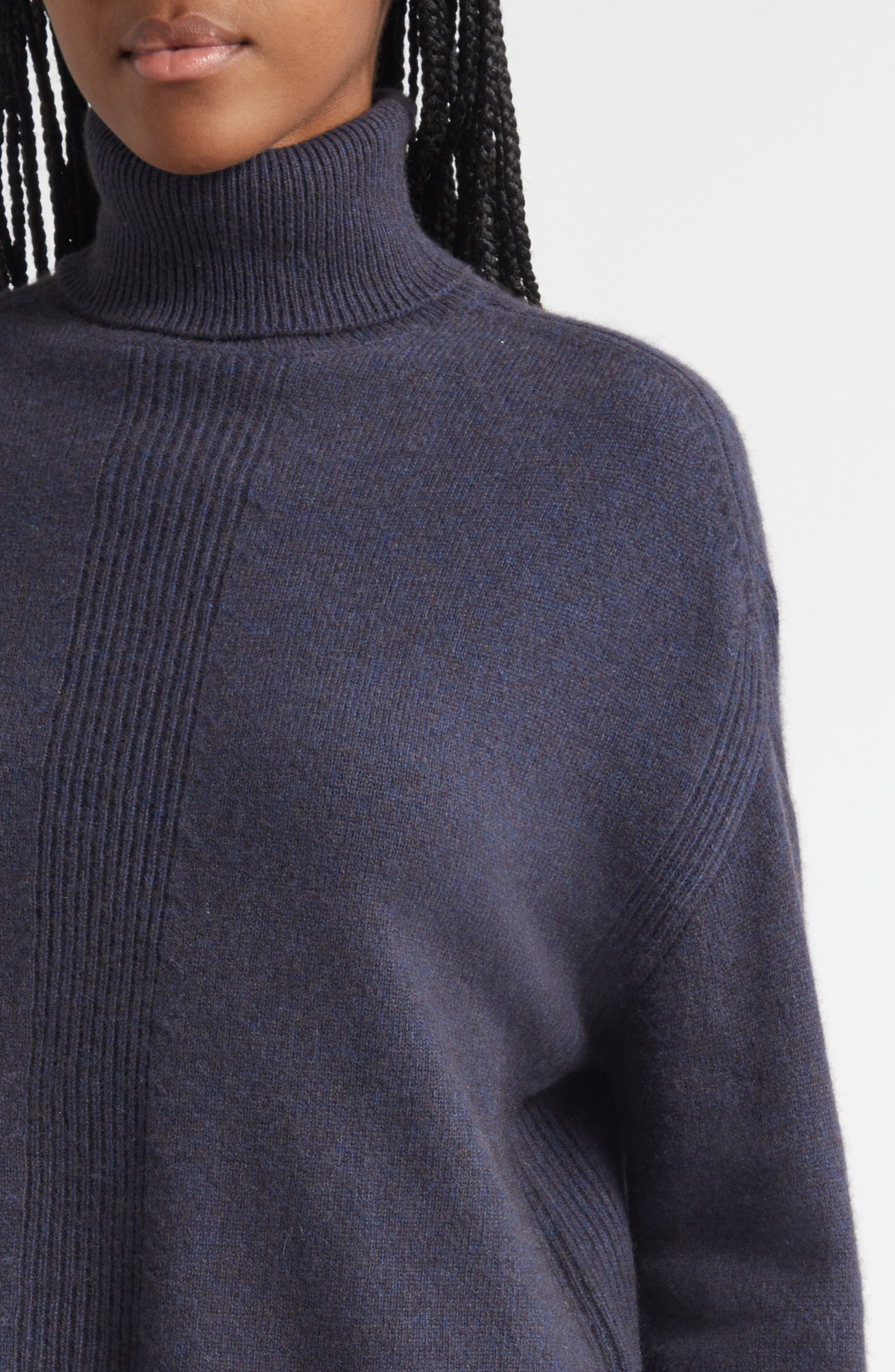 Emporio Armani Melange Turtleneck Wool Sweater in Solid Medium Blue at Nordstrom - 5