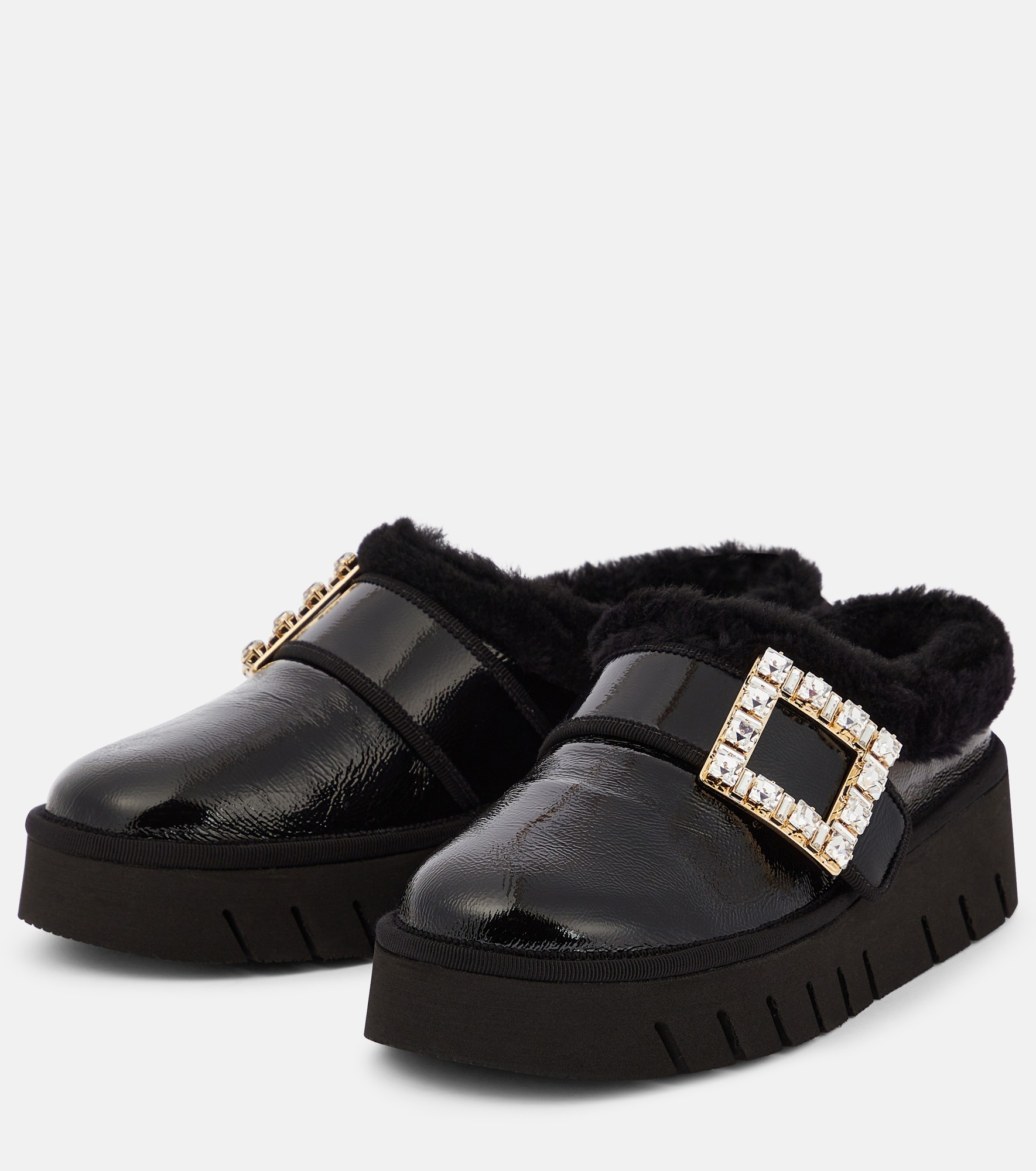 Viv Winter platform leather mules - 5
