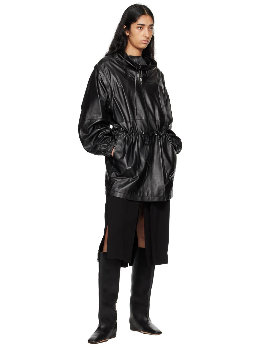 Black Gusset Leather Minidress - 5