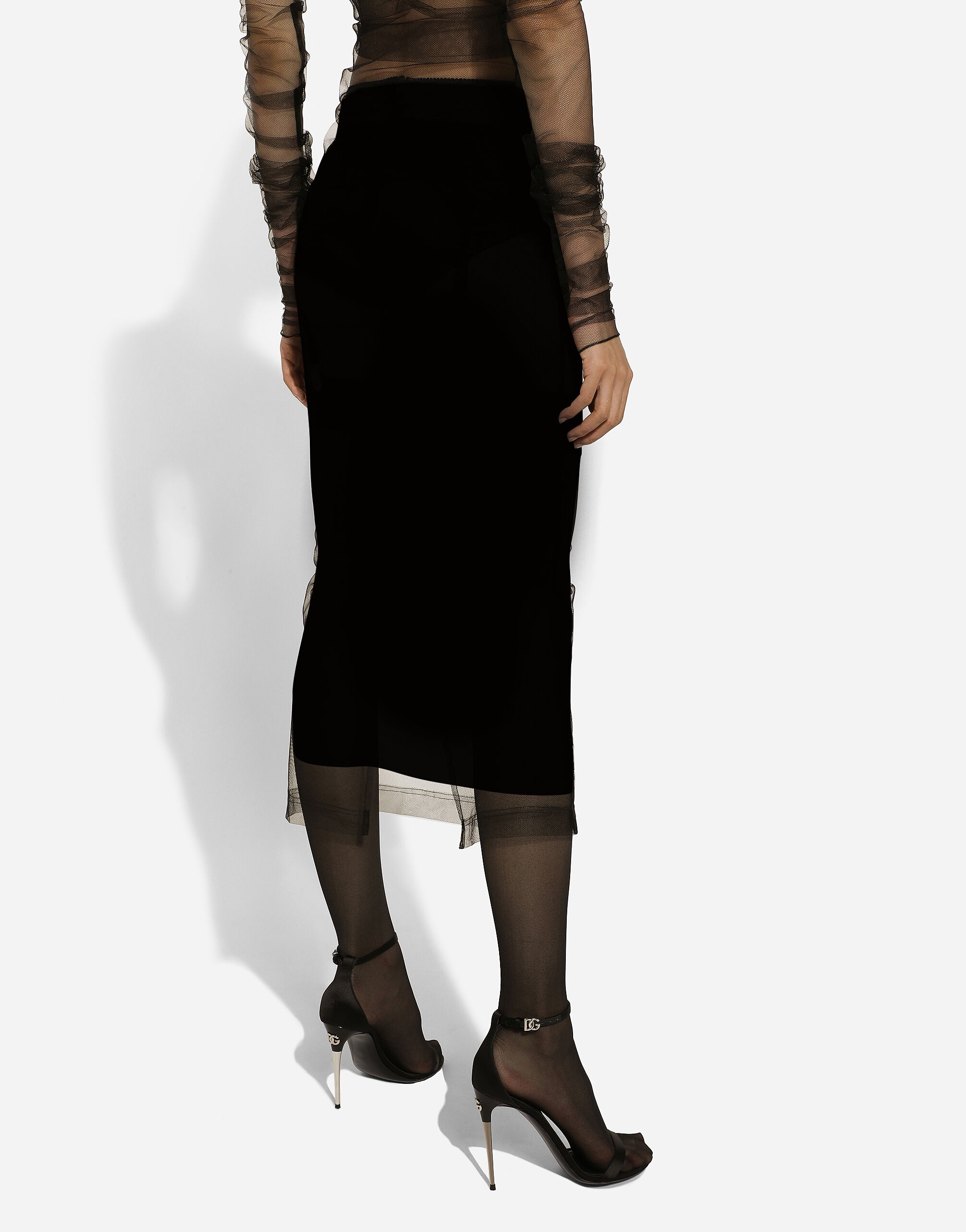 Tulle pencil skirt with slit - 7