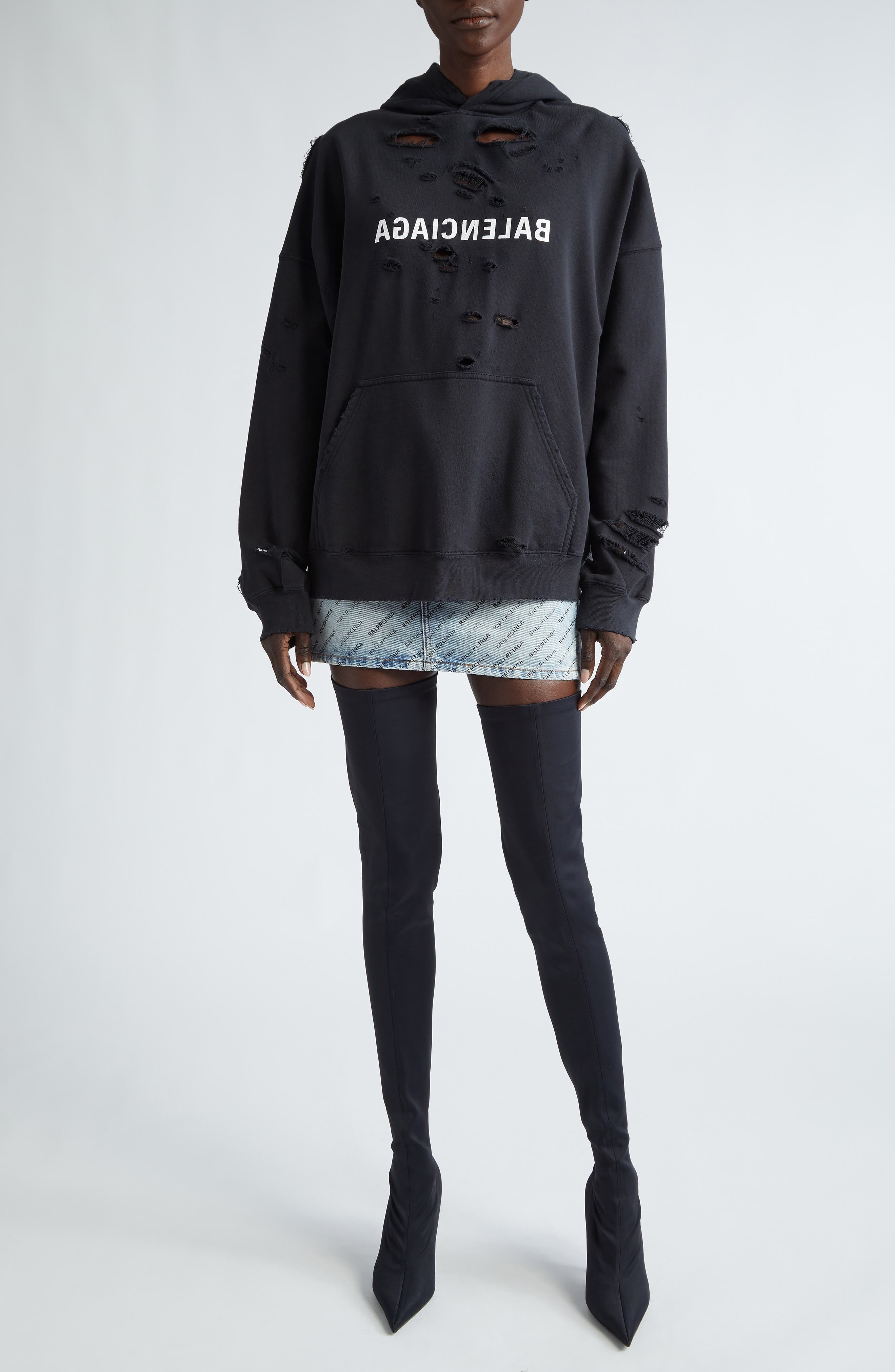 Logo Print Low Rise Denim Miniskirt - 2