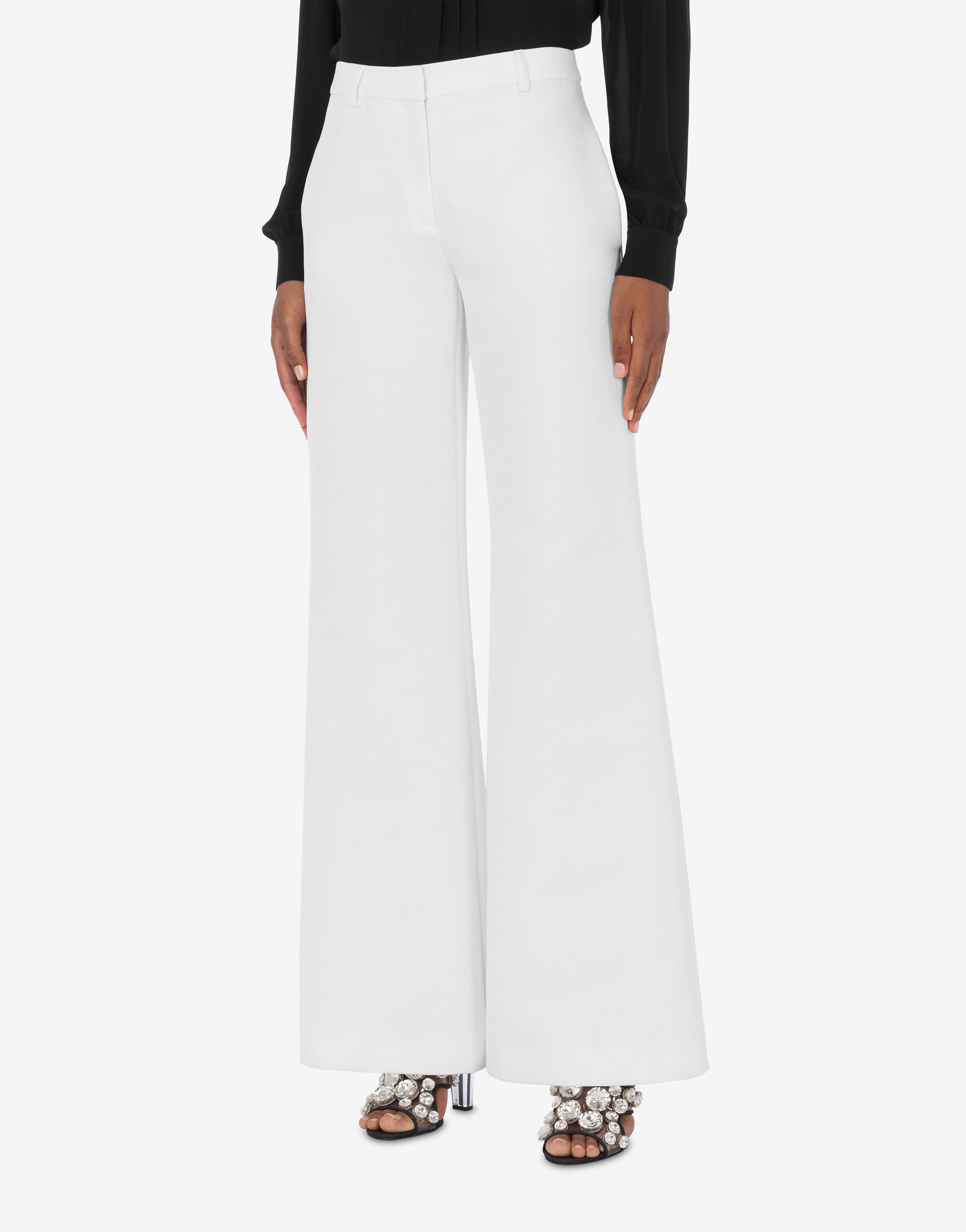 COTTON DUCHESSE PALAZZO TROUSERS - 2